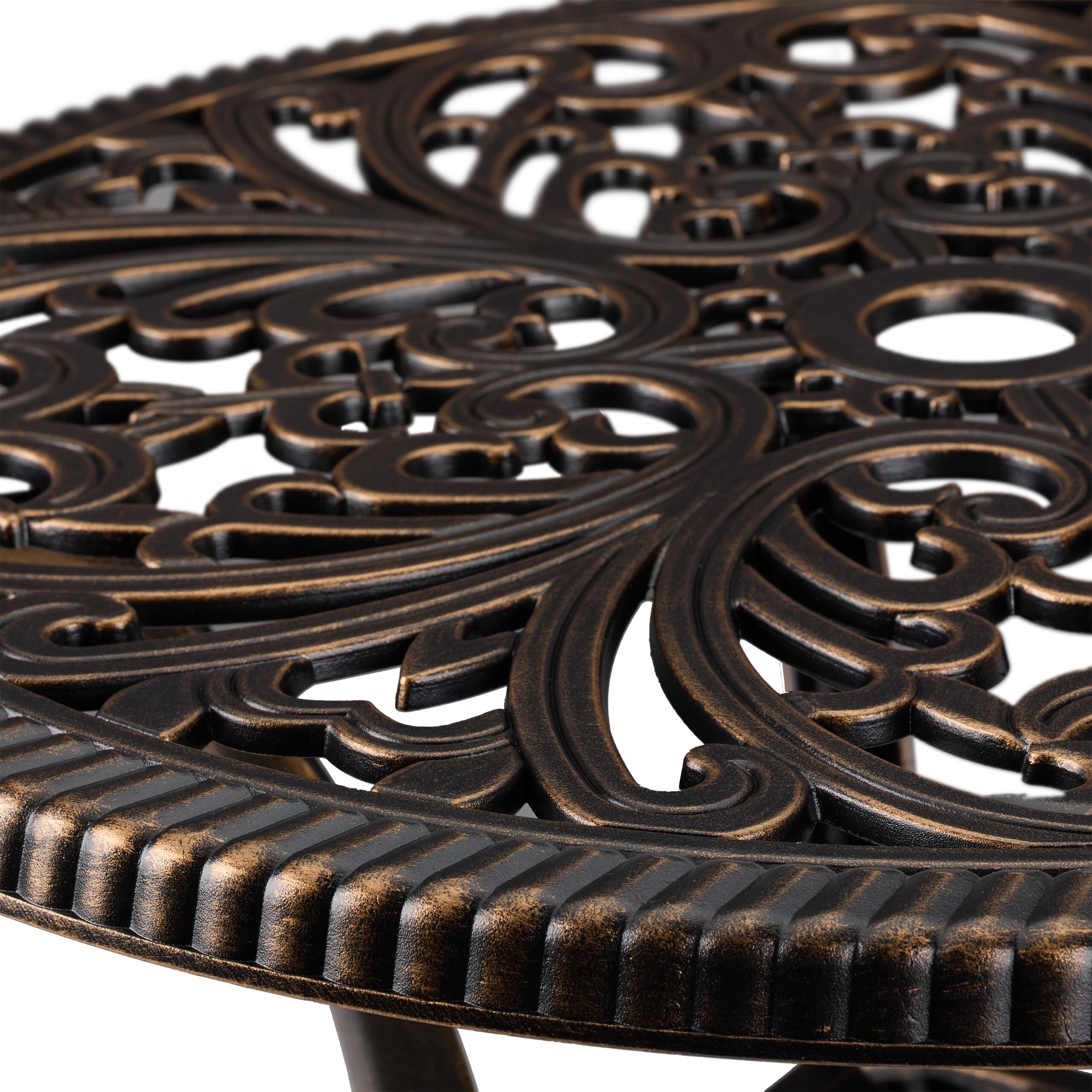 Relaxdays Tavolino da Giardino, Tavolo Rotondo da Balcone, HxD: 53x53 cm, Mobile in Alluminio da Esterno, Nero Bronzo