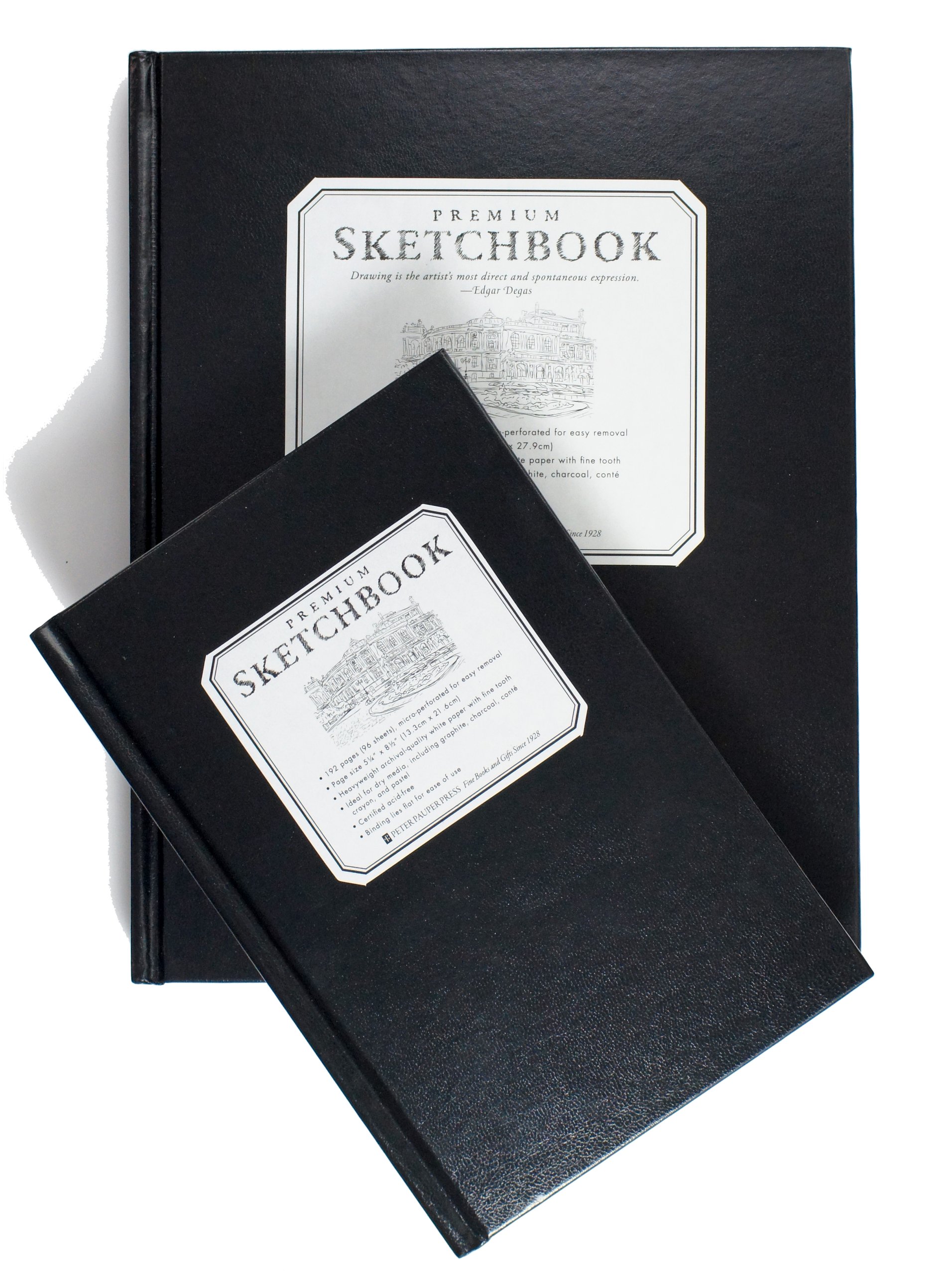 Peter Pauper Press Premium Skizzenbuch-Set (2 professionelle Skizzenbücher): 8,25 x 27,9 cm, 192 Seiten, Schwarz