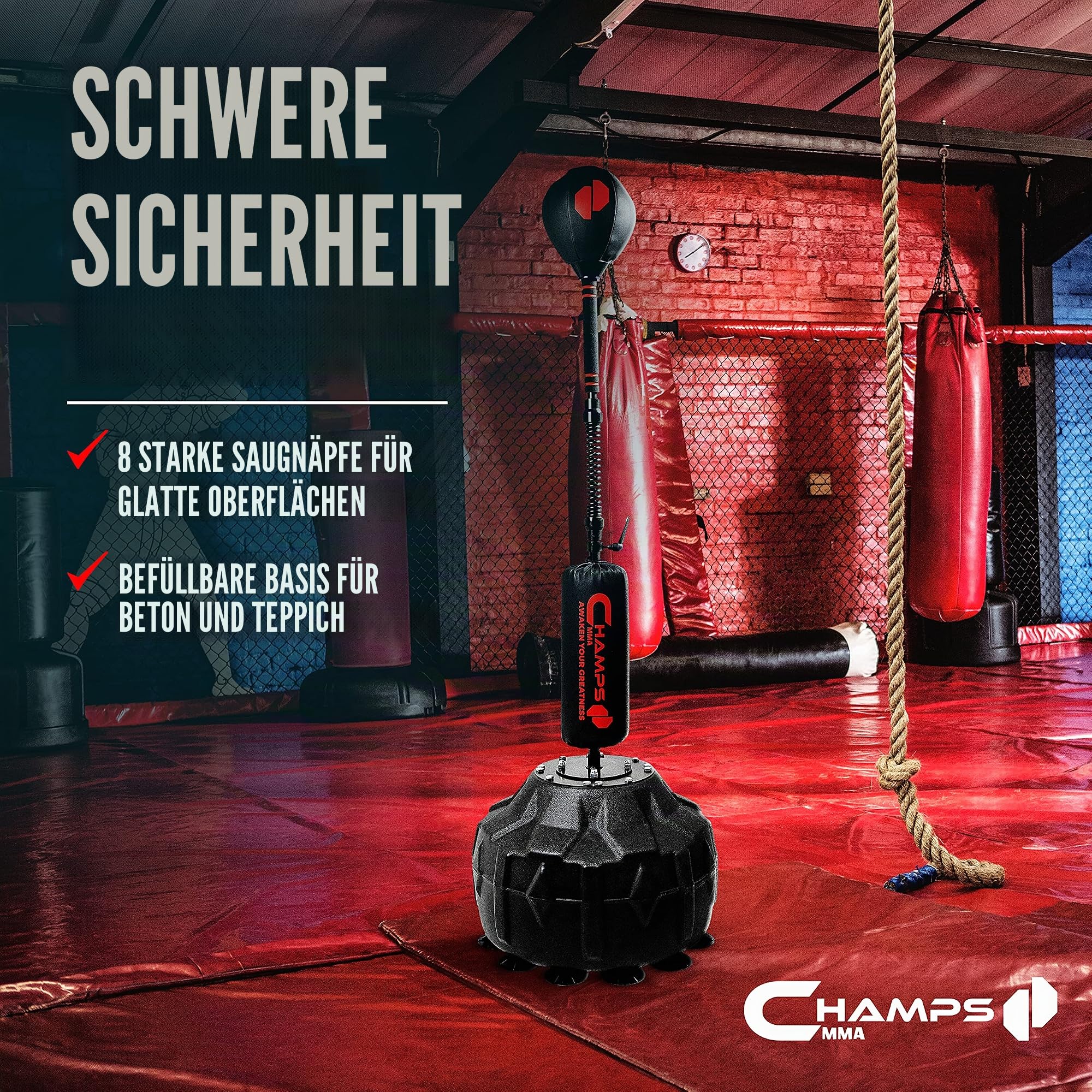 Cobra Reflex Bag – Fortschrittlicher Boxsack Mit Ultraschnellem Rückprall Zur Erhöhung Von Geschwindigkeit, Reflexen und Ausdauer – Höhenverstellbarer Boxsack Mit Ständer und Sicheren