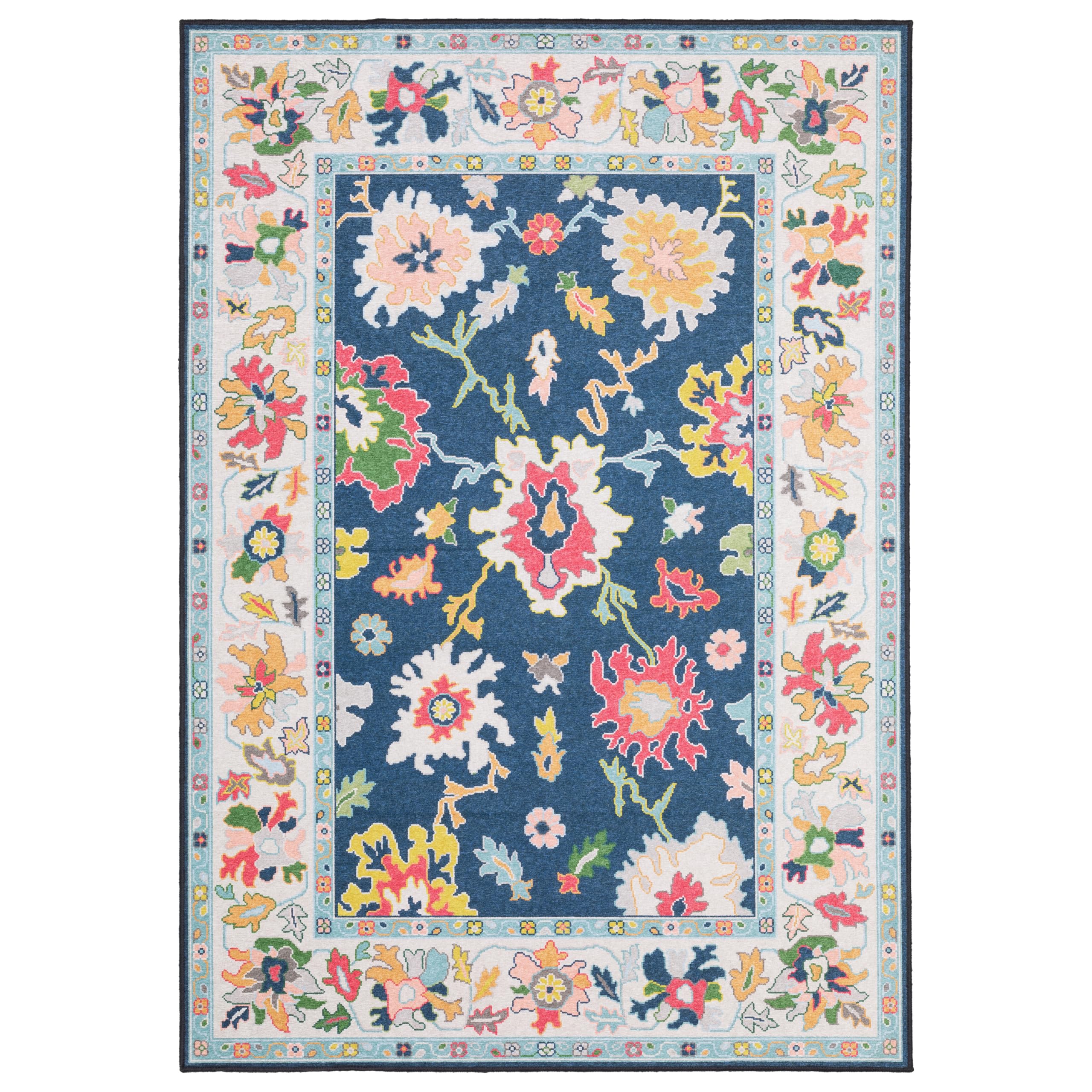 Oriental Weavers Row Addison ADD03 - Machine Washable - Flat Weave - Printed Area Rug - 9'10" x 12' - in Blue/Multi - Traditional Style, Living Room,