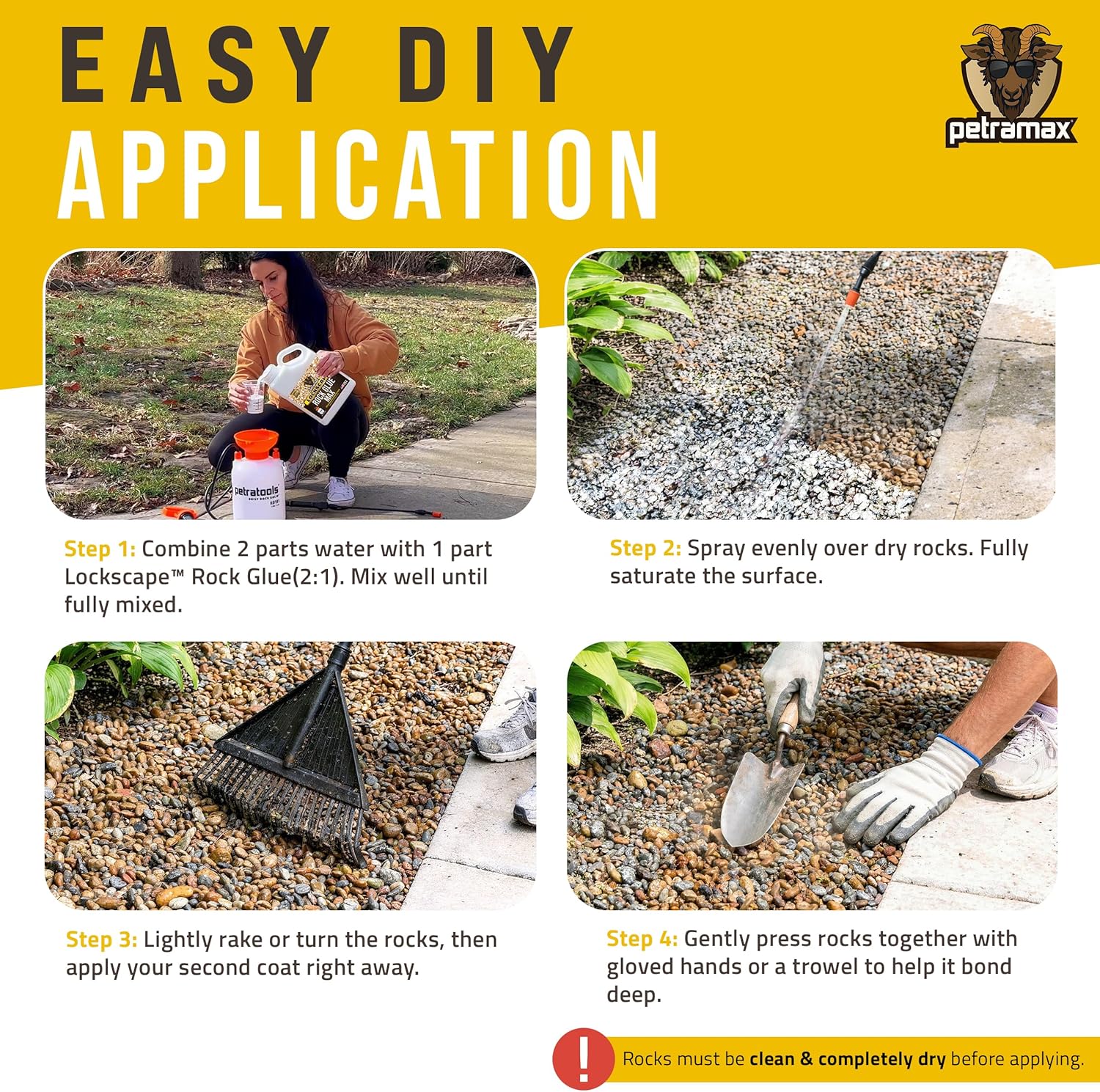 Petra Max Rock Glue for Landscaping, 32 Ounce - Ground Coverage & Pet Safe Mulch Glue for Rocks - Lockdown Gravel/Pebbles/Stones - Sticky Clear Gravel Binder & Decomposed Granite Stabilizer (50 Sq Ft) thumbnail