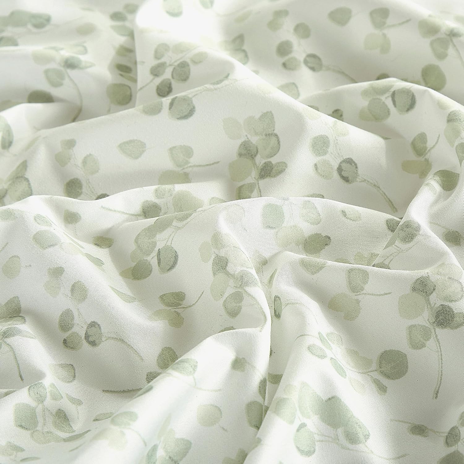 Chezmoi Collection Arbor 4-Piece Floral Bed Sheet Set - Soft Green White Printed Microfiber 14-Inches Deep Pocket Sheets & Pillowcases Set, King