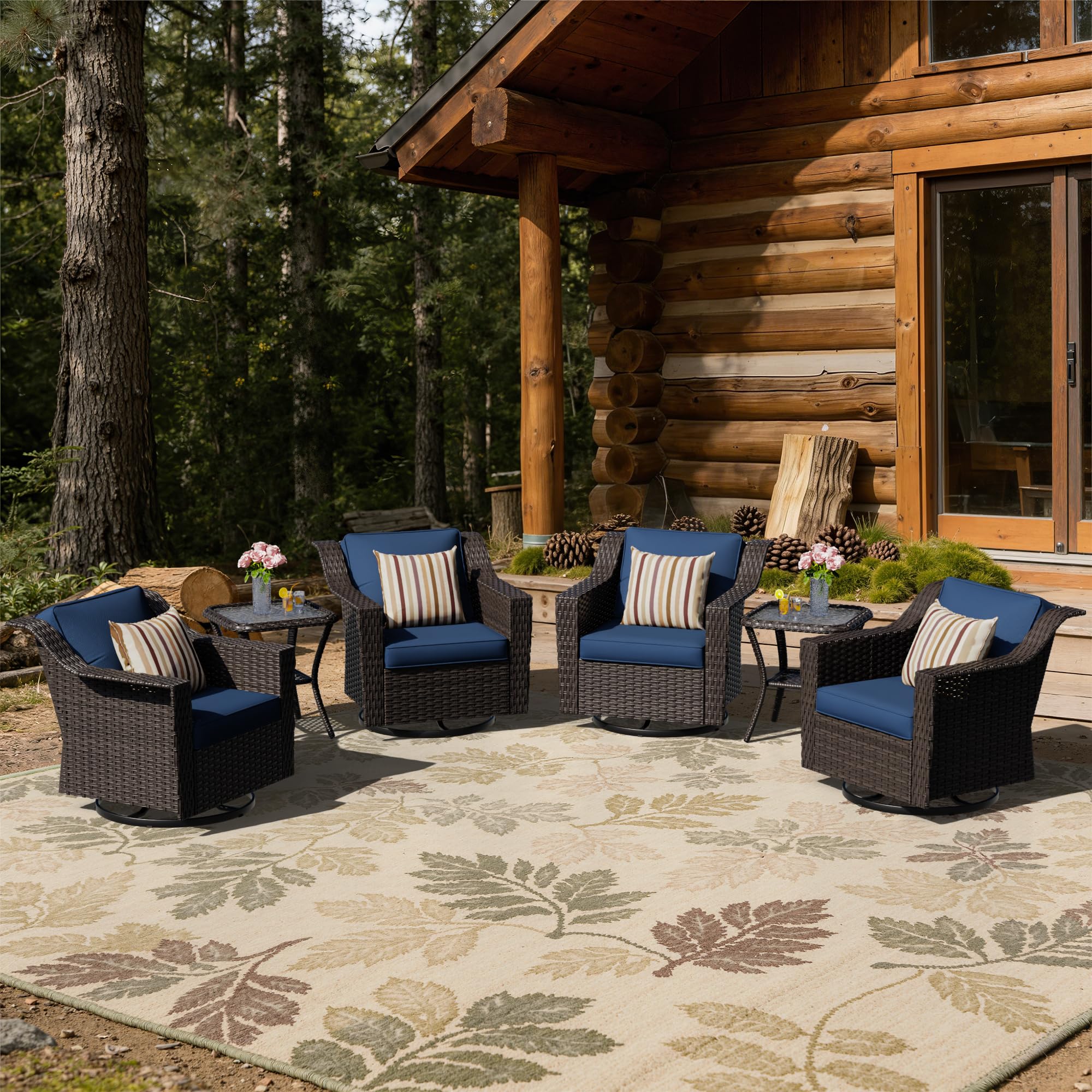 6 Piece Patio Furniture Set, Wicker Outdoor Conversation Set