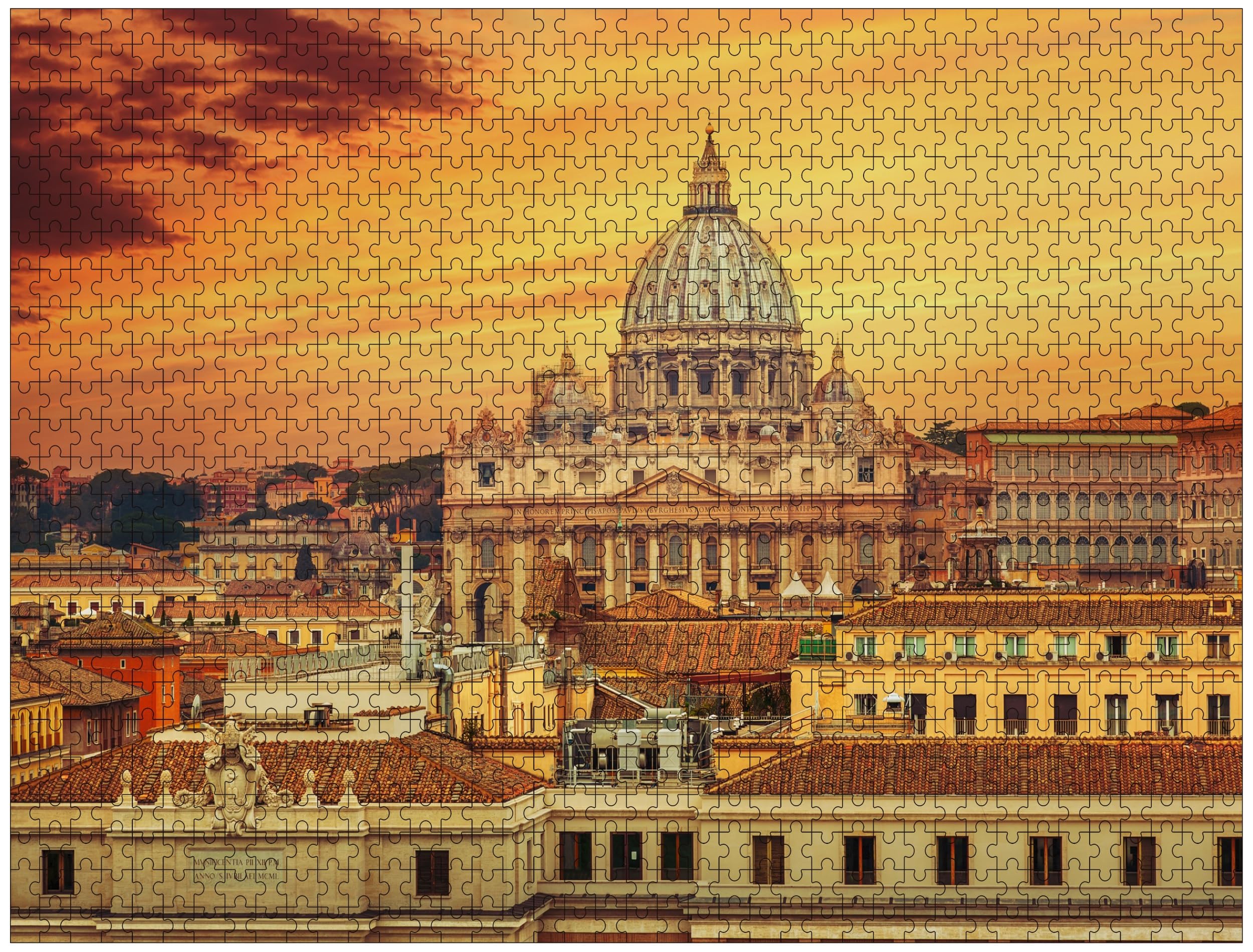 Casse-tête de 1000 pièces pour adultes - Vue d'horizon du Vatican de Rome - En bois de qualité supérieure - Impression claire