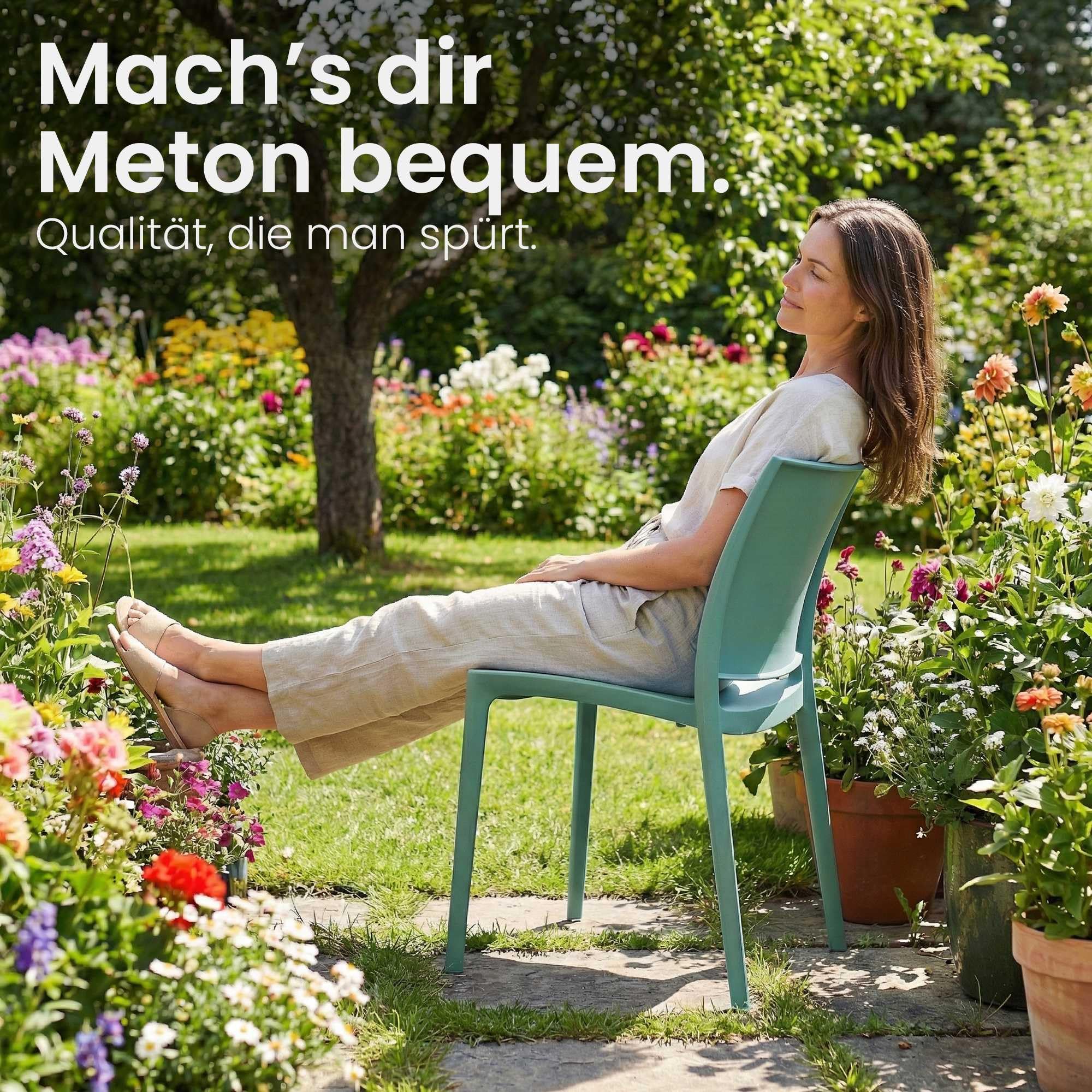 CLP Gartenstühle 2er Set stapelbar wetterfest Meton, Gartensessel mit Lehnen UV-beständig, Outdoorstühle aus Kunststoff bis 150 kg belastbar Farbe Oliv