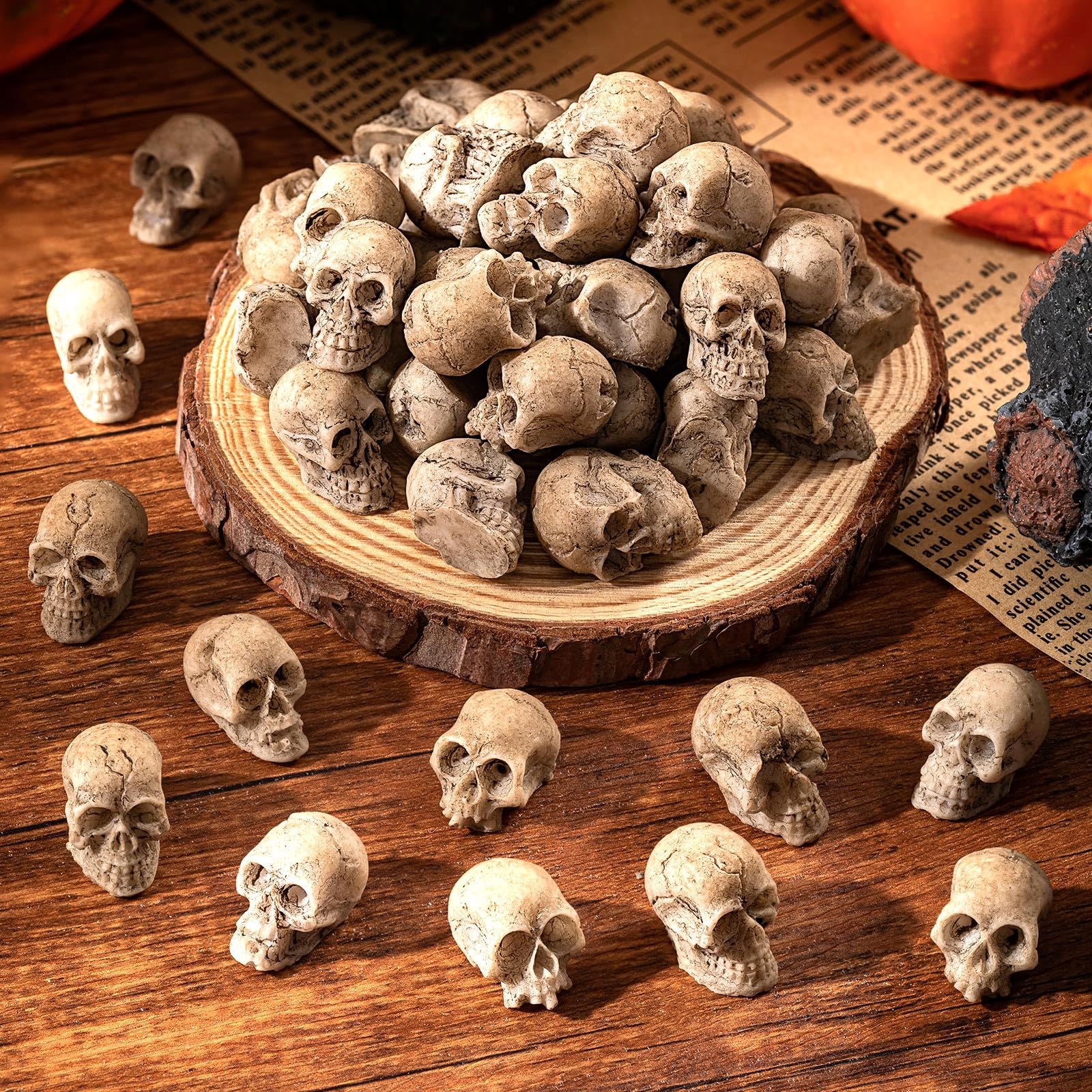 Hekasvm Halloween Totenkopf Deko, Schädel & Hände Modell Simulation Srequisiten, Halloween Deko Innen Und Outdoor, Horror Dekoration Harz Statue Für Halloween Partydeko, Gruselparty
