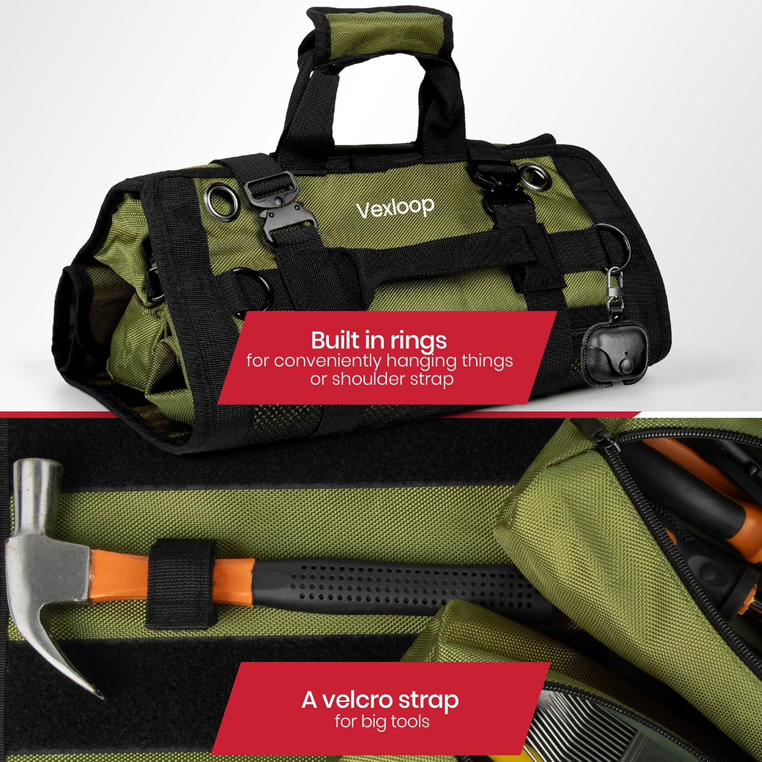 Tool Roll Bag w Aluminium Buckle. Heavy Duty Tool Roll Organizer. Organize Camping Essentials. Mechanics & Motorcycle Tool Bag w Detachable Pouches. Mens Gifts for Him - Mechanics