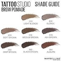 Vista 9 de Maybelline TattooStudio Pomada para cejas de larga duración, apilable, maquillaje para cejas, marrón negro, 1 unidad