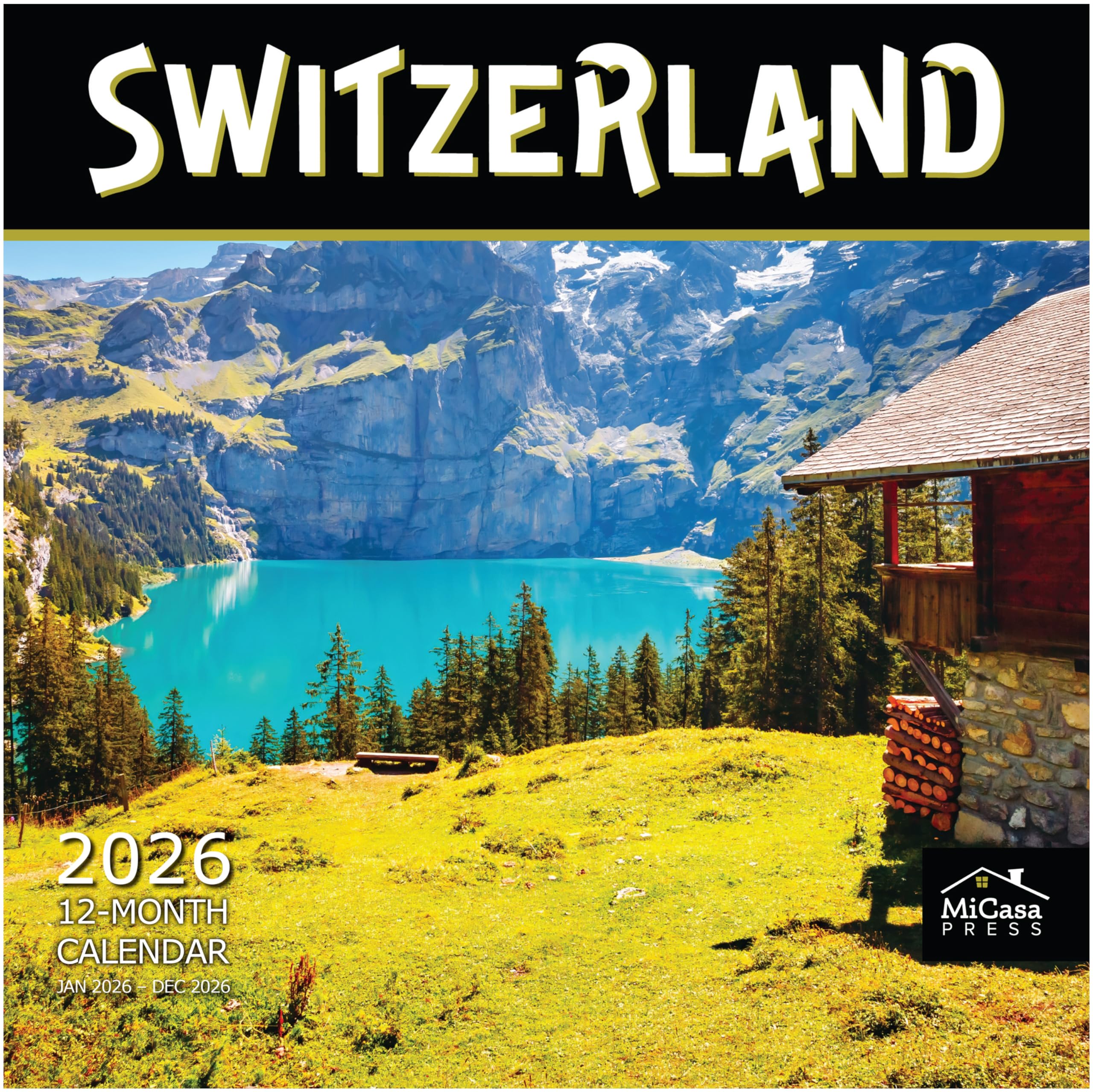 MICASA Switzerland 2026 Wall Calendar 12 Month | 12" x 24" Open | Thick & Sturdy Paper | Giftable | Calendar 2026