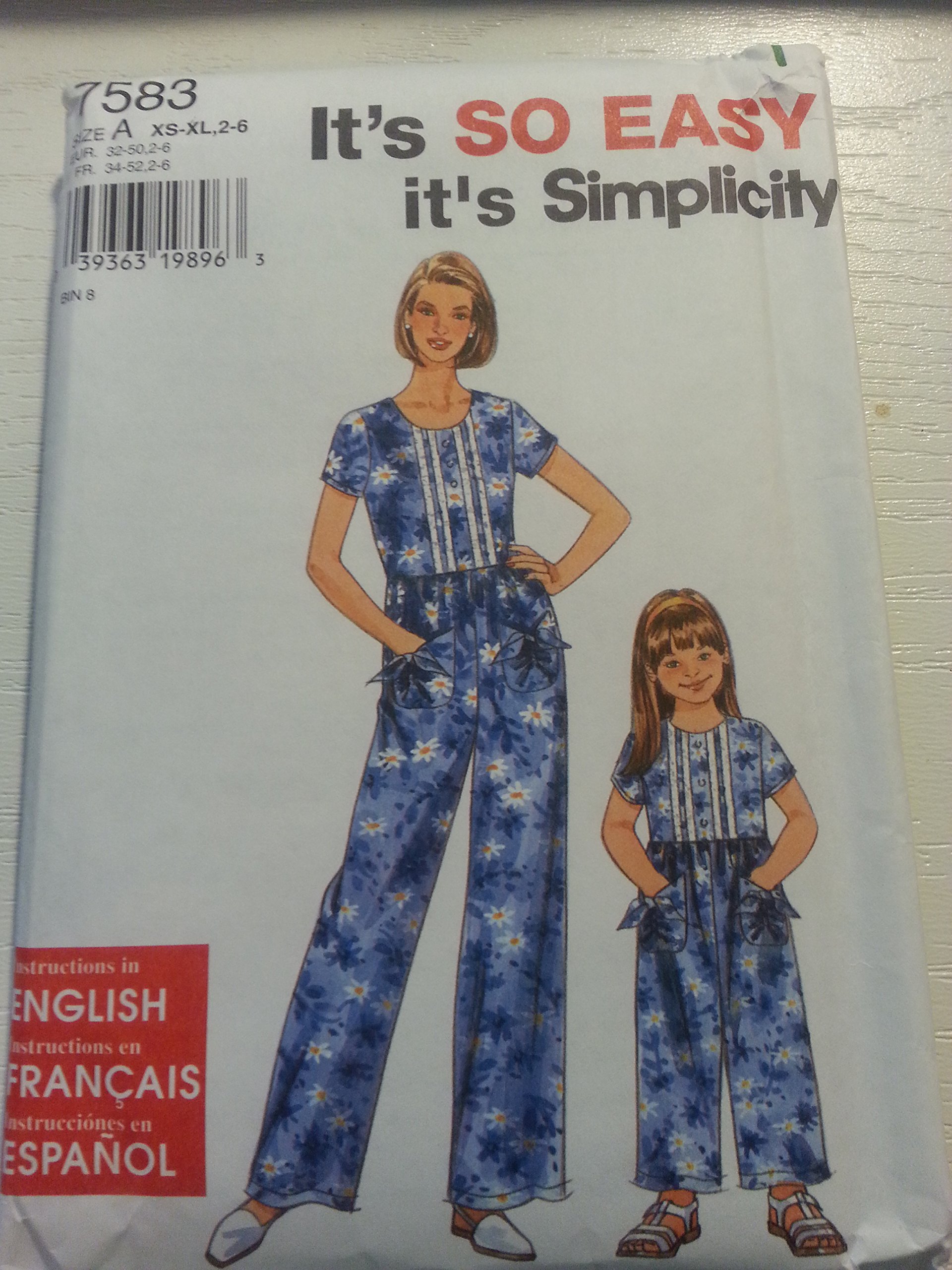 Patron barboteuse femme 6-24 et combishort enfant Simplicity 7583