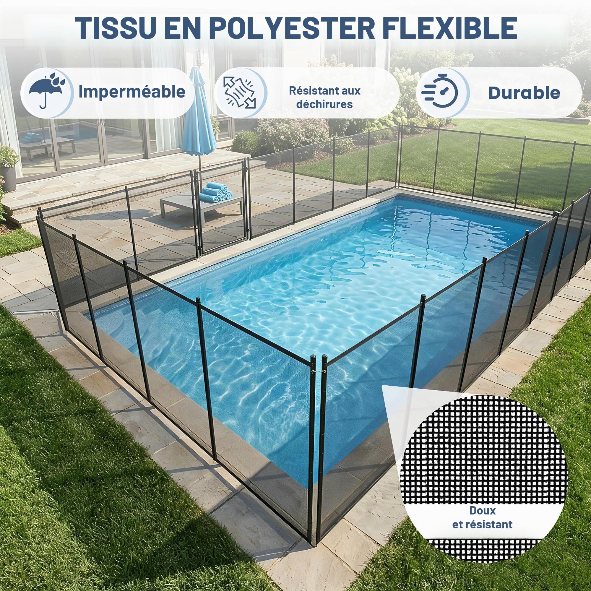 LZQ Clôture de piscine pour enfants, clôture de sécurité, piscine, clôture de protection, clôture de jardin amovible, protection de piscine, clôture anti-poussière, protection contre les regards
