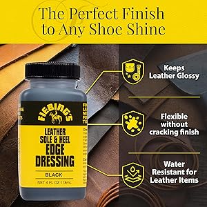 Amazon.com: Fiebing's Leather Sole & Heel Black Edge Dressing (4 oz) - High  Gloss Shoe Dressing for Leather Soles and Heels - Provides a Protective,  Glossy Finish After a Shoe Shine -