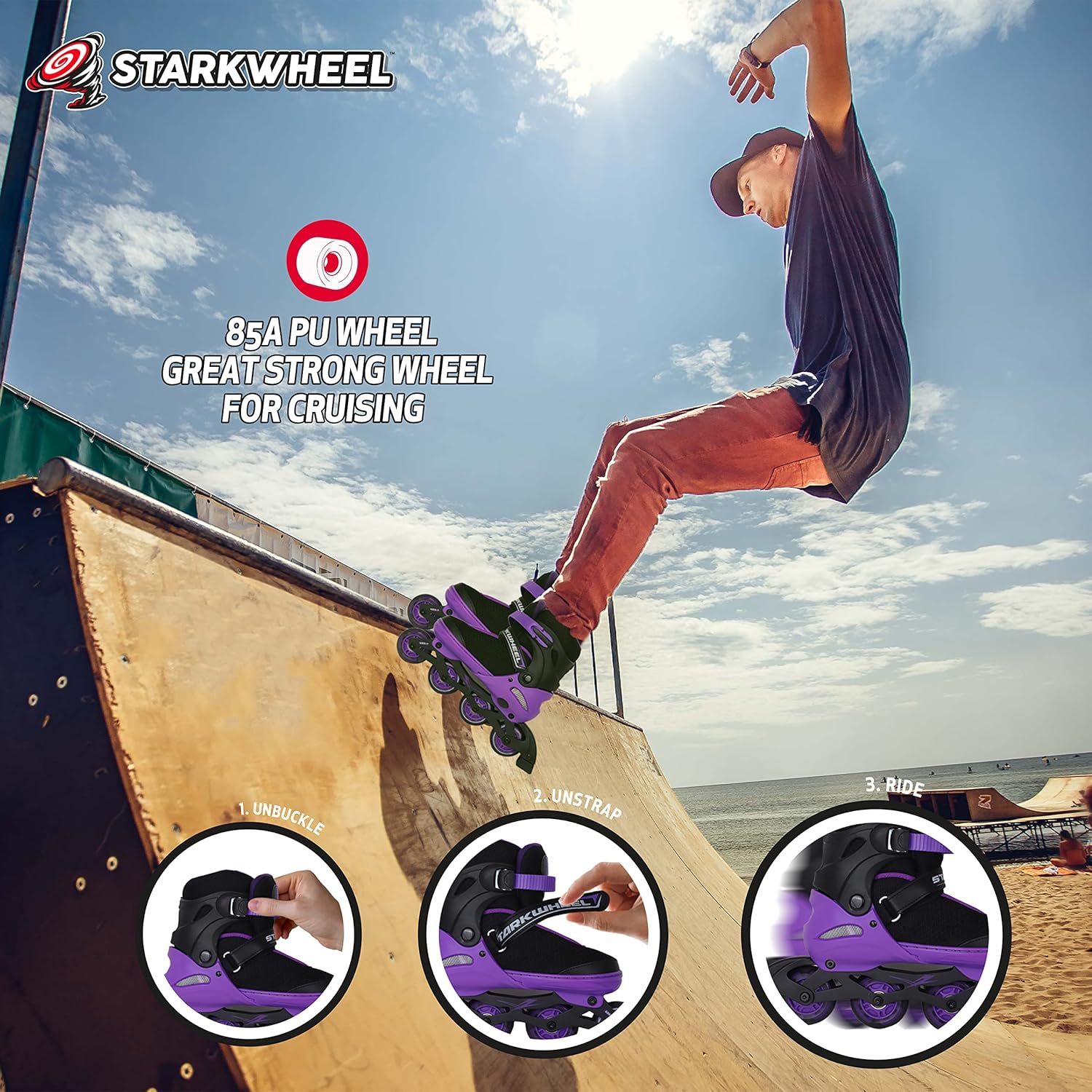 Adjustable Inline Skates for Kids Adults and Teens - Full Light Up Rollerskate Wheels, Outdoor Roller Skate for Adult Men and Women - Best Gifts for Girls and Boys Ages 16 17 18 19+ (Inline Skates)