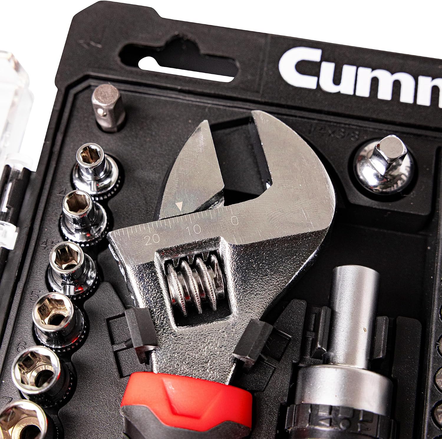 Cummins 53 Piece Stubby Tool Set, Hand Tools with Sockets, Screwdriver Bits, Adjustable Wrench, Ratcheting Bit Driver, SAE and Metric