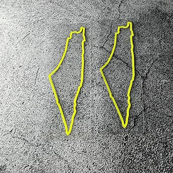 Car Styling Vinyl Decals Palestine Palestinian Map Outline Silhouett Tape Auto Door Body Window Stickers 2PCS Fluorescent Yellow, 100x35mm