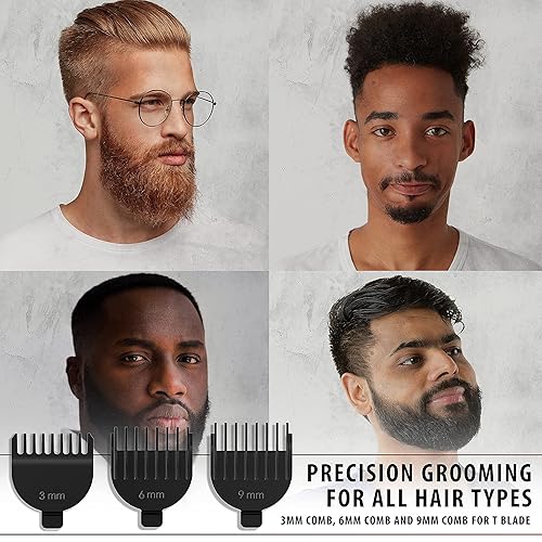 Miniatura 5 de Cortadora de barba para hombre maquinilla de afeitar eléctrica para hombre cortapelos para barba kit de aseo de barba ajustable y portátil para