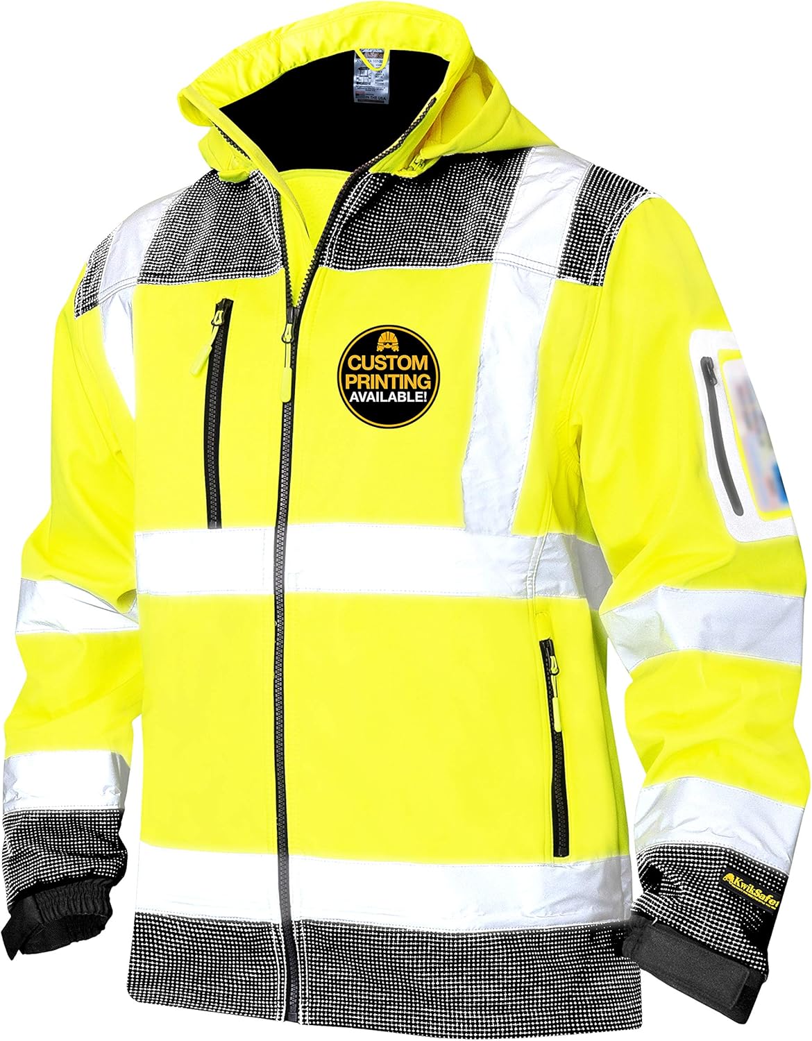 KwikSafety (Charlotte, NC) GALAXY SoftShell Safety Jacket (LIMITED EDITION Pattern) Class 3 Hi Visibility Water Resistant ANSI OSHA Reflective Hoodie Winter Construction Gear Men | Yellow Medium - - 