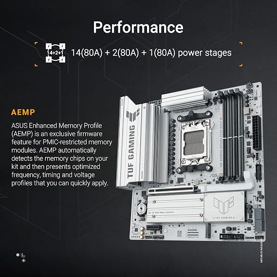 ASUS TUF GAMING B850M-PLUS WIFI7 W AMD B850 AM5 DDR5 8000 DP HDMI 3x M2 USB3.2 Gen 2x2 WiFi 7+BT AURA RGB 2.5Gbit LAN MATX 14+2+1 Power Stages, 1xGen5 M.2, Ready for Advanced AI PC