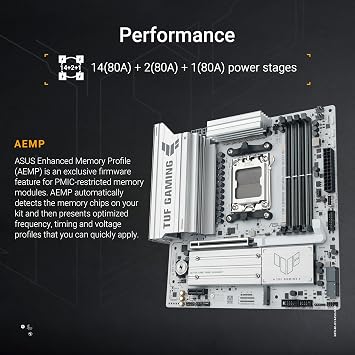 ASUS TUF GAMING B850M-PLUS WIFI7 W AMD B850 AM5 DDR5 8000 DP HDMI 3x M2 USB3.2 Gen 2x2 WiFi 7+BT AURA RGB 2.5Gbit LAN MATX 14+2+1 Power Stages, 1xGen5 M.2, Ready for Advanced AI PC