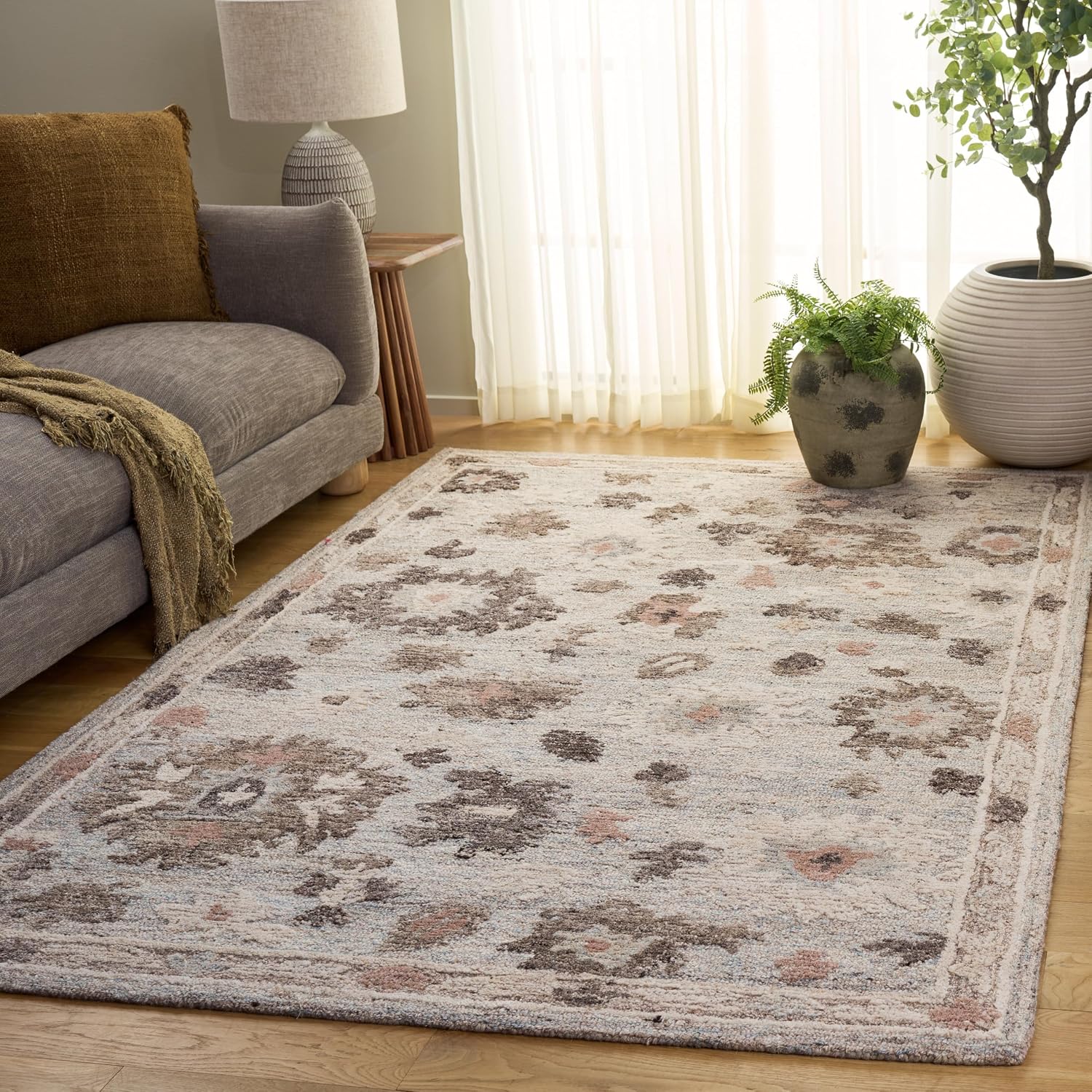 SAFAVIEH Area Rug 5x8 - Kenya Collection - Grey & Ivory, Handmade Wool, Ideal for Living Room, Bedroom, Dining Space (KNY577F)