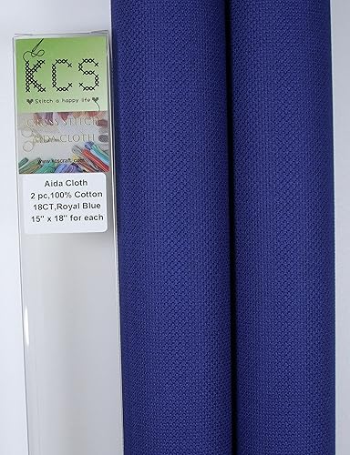 Miniatura 151 de KCS 2 piezas de tela de algodón Aida de punto de cruz contado de 15" x 18" para bordado (Lino, 14CT)