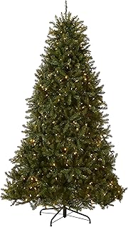 National Tree Company 7.5 ft Pre-Lit Dunhill Fir Artificial Christmas Tree, 700 LED Lights, 2,514 Tips, PowerConnect, Foot Pedal, 10 Light Functions, Includes Stand, Green