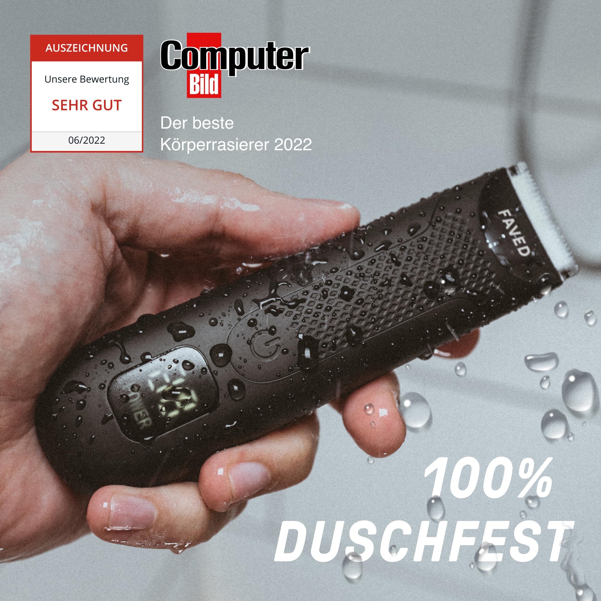 The Bodygroomer - nutshaver, Rasoio parti intime & corpo uomo, a prova di doccia, 90 min. di autonomia, luce LED, stazione di ricarica - rasa palle & schiena da Groomed Rooster
