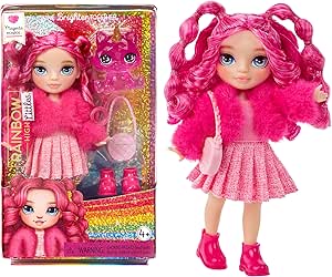 Rainbow High Littles – Magenta Monroe, Pink 5.5&#34; Posable Small Doll with Purse, Magical Pet Kitty, Girls Toy Gift, Kids Ages 4-12 Years
