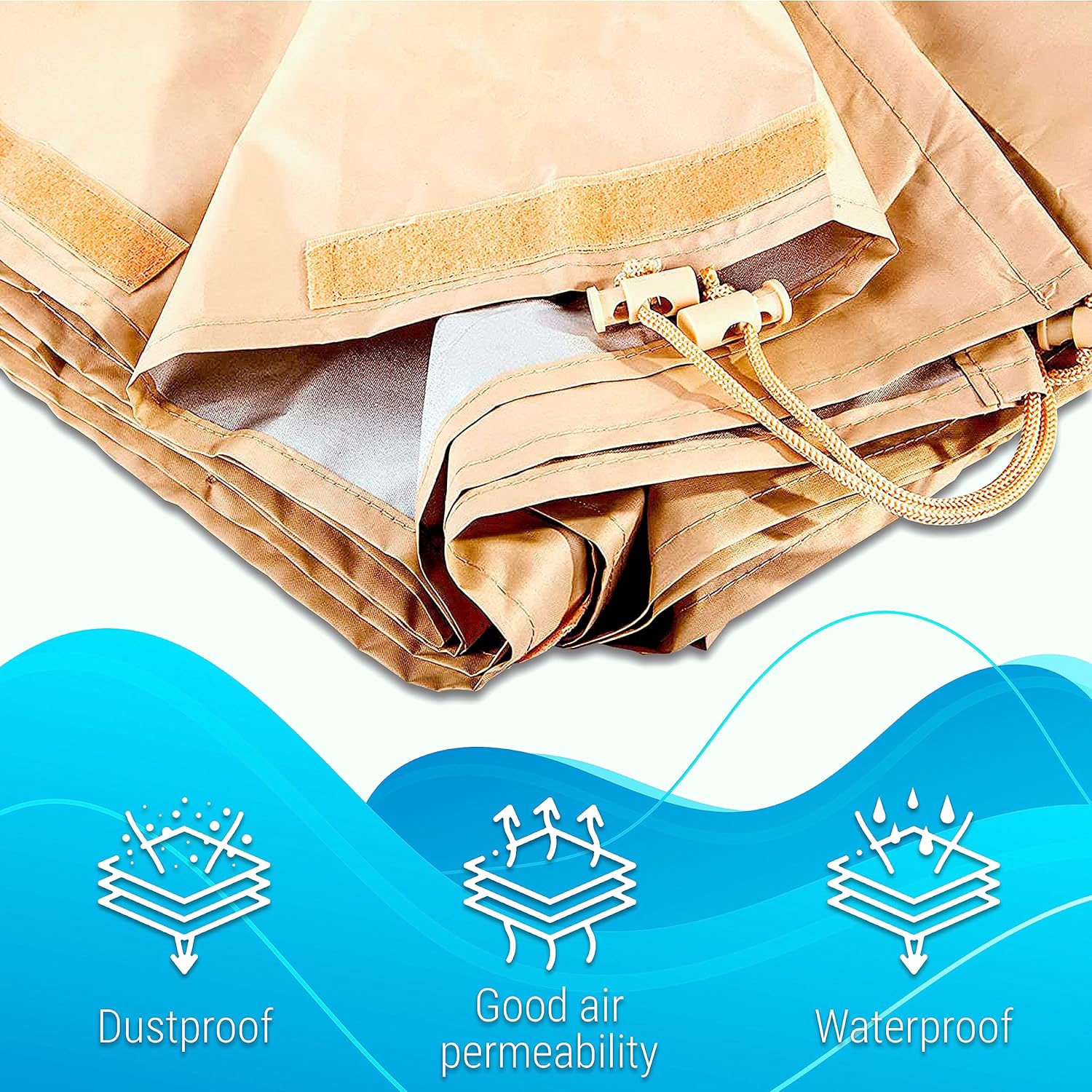 Solar Reel Cover for Winter Storage, Up to 20 Ft Inground Swimming Pool Solar Blanket Covers, Water & UV Resistant 420D Oxford Fabric Blanket with Drawstring for Outdoors, Beige