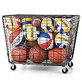 Mythinglogic Rolling Ball Storage Cart, Sports Equipment Storage Organizer for Garage/Basement/Entryway, Ball Storage Bin with Casters (Extra Large)