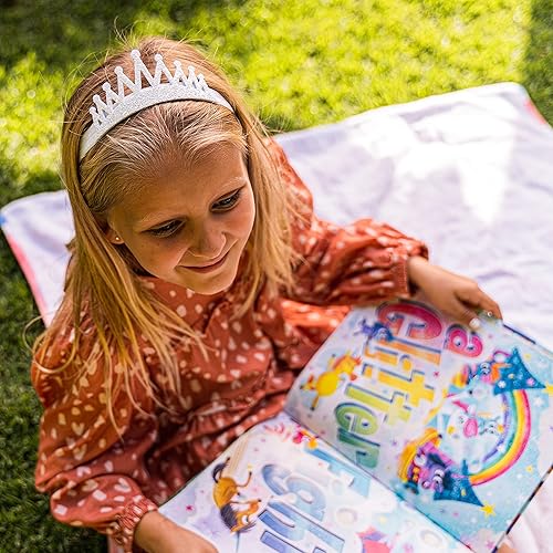 Miniatura 3 de FROG SAC 4 diademas de tiara con purpurina para niñas, bandas elásticas para el cabello con corona de princesa para niños pequeños, accesorios