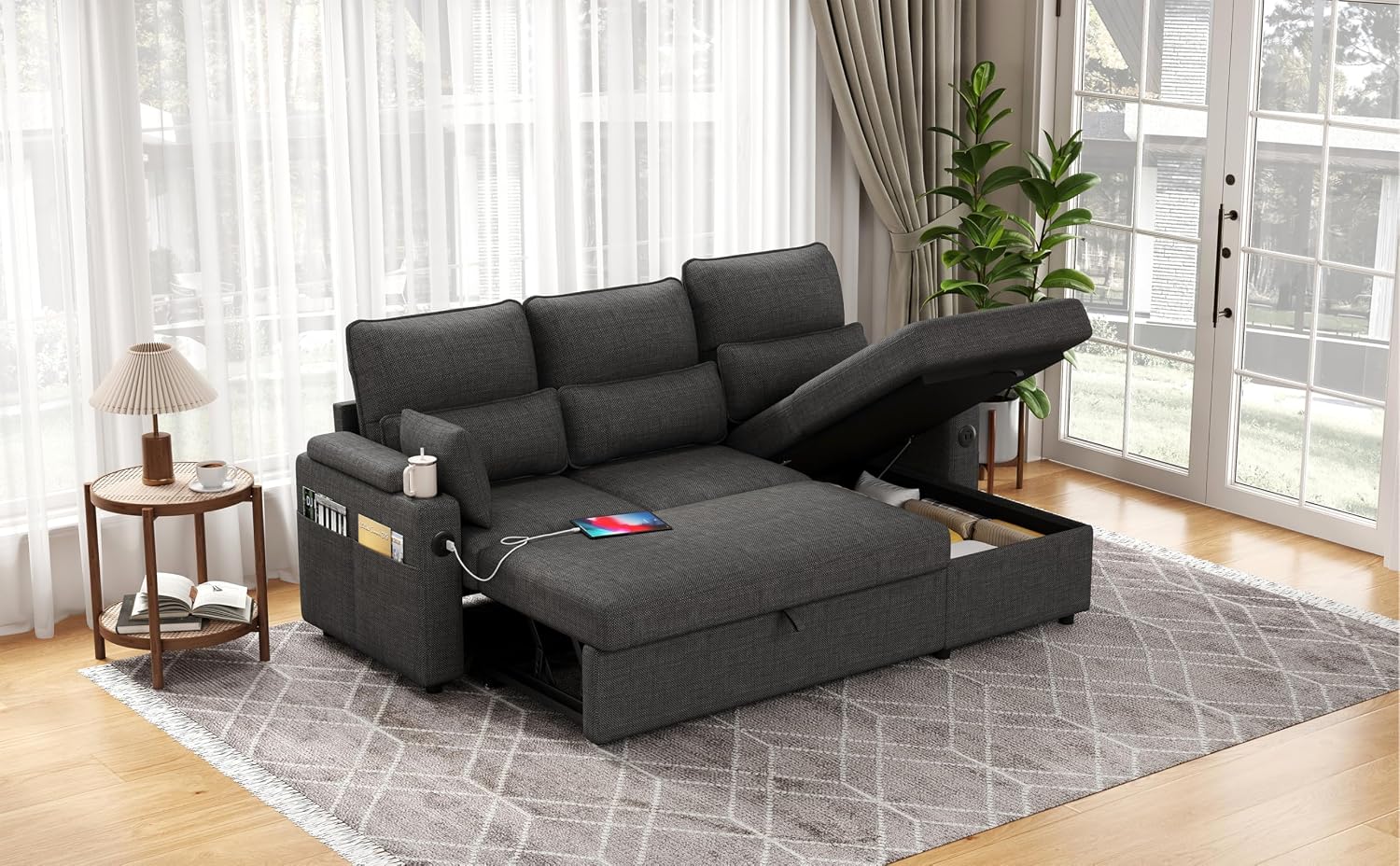 Amazon.com: LiviTudes Sectional Sleeper Sofa with Pull Out Couch Bed ...