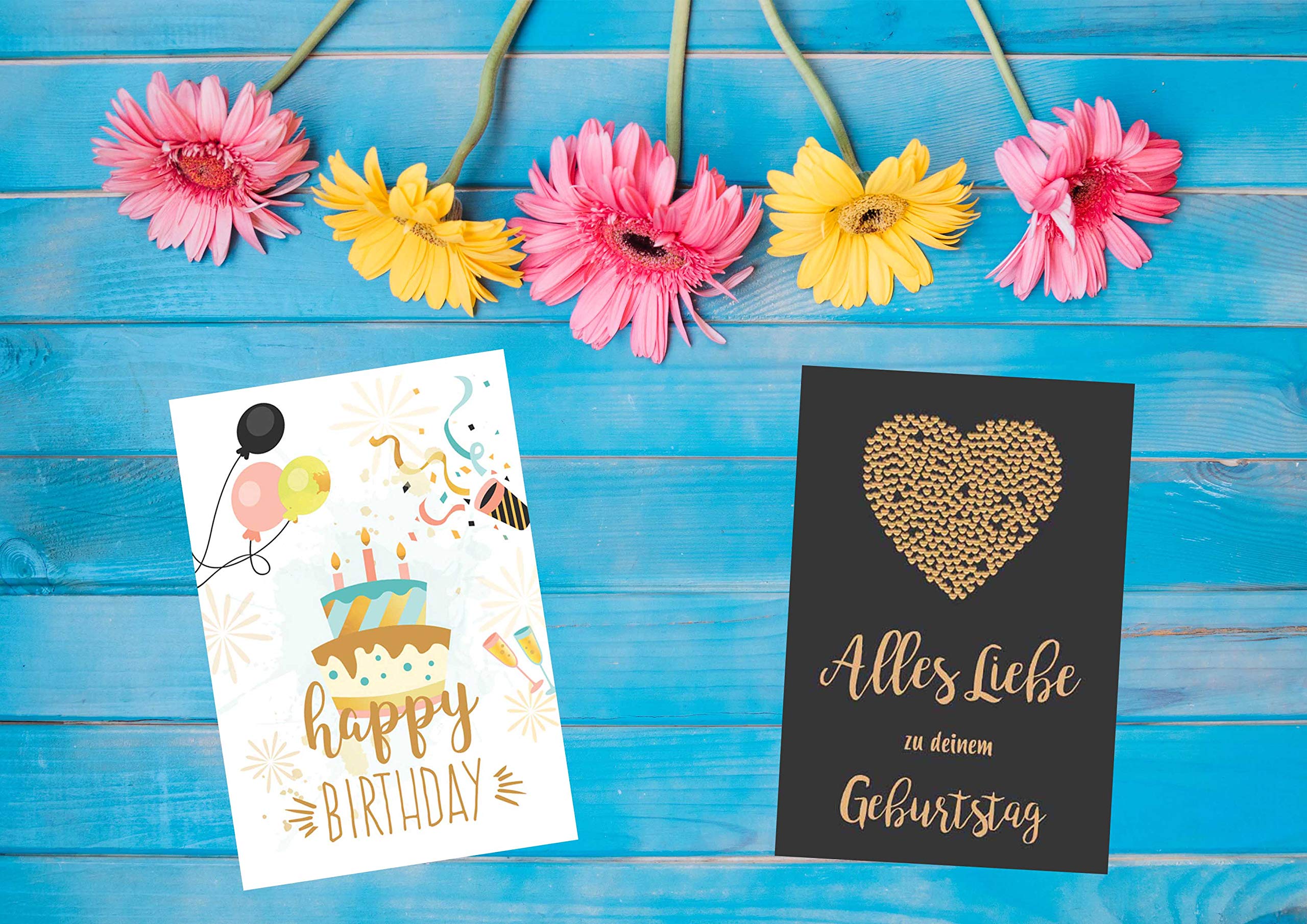 Biglietto Auguri Compleanno Con Busta - Formato A6 Con Design Torta - Fatto In Germania