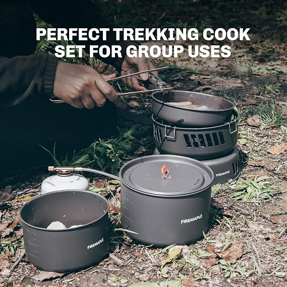Fire Maple Versatile Outdoor Cooking Set Gas Stove Camping Cookware Kit | Aluminum Alloy & Stainless Steel, 3000W High-Power Output, Fuel Consumption: 215g/h, Weight: 2.9lbs