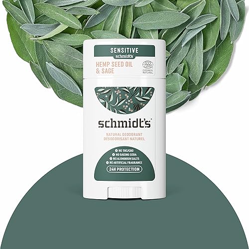 Miniatura 7 de Schmidt's Desodorante natural sin aluminio para mujeres y hombres, aceite de semilla de cáñamo y salvia para pieles sensibles con protección contra