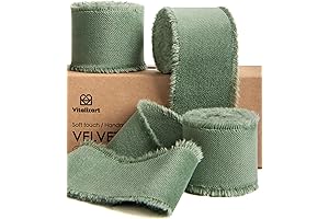 Vitalizart Sage Green Antiquated Frayed Velvet Ribbon