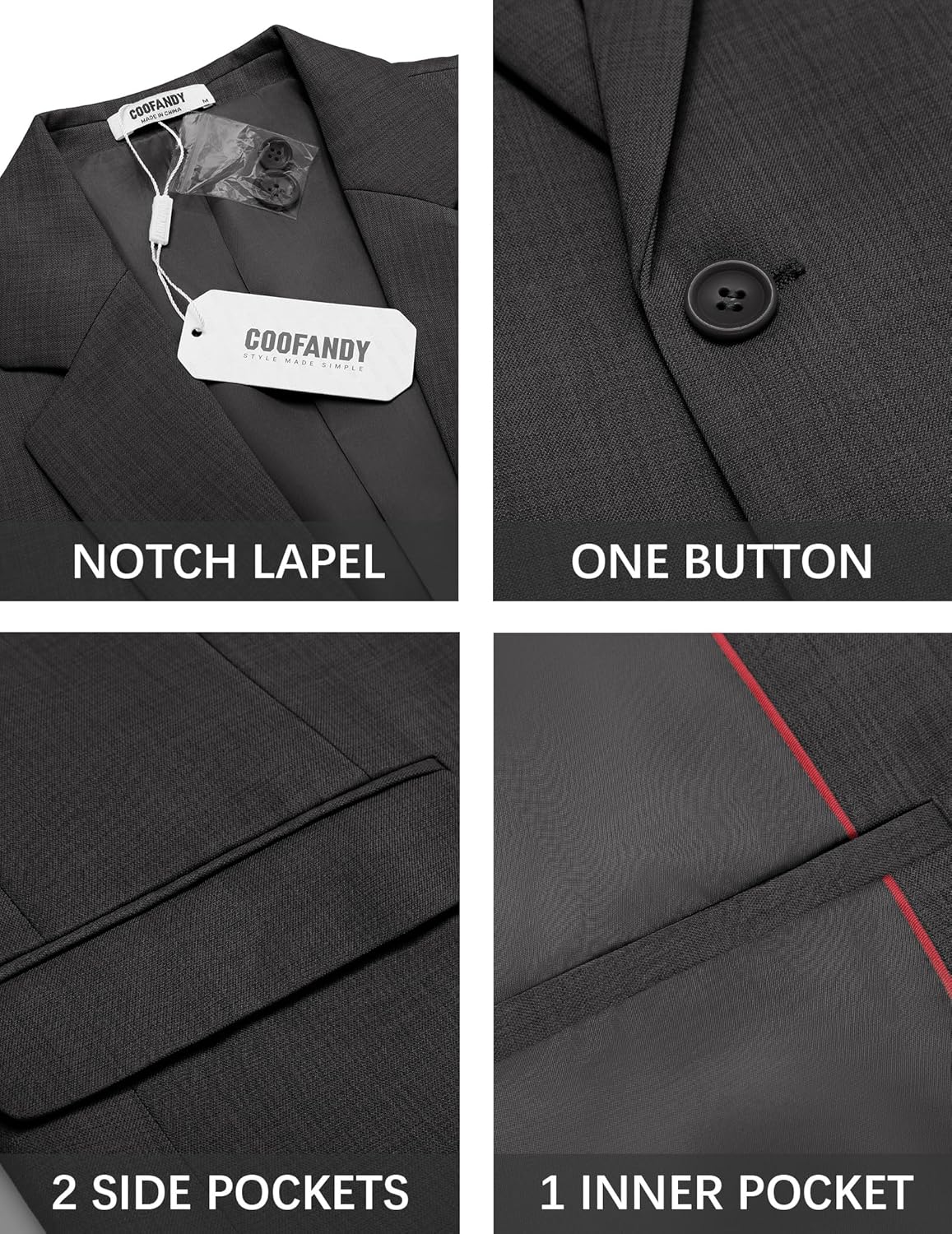COOFANDY Mens Casual Blazer Suit Jackets One Button Sport Coats Lightweight Business Sports Jackets - Image 5