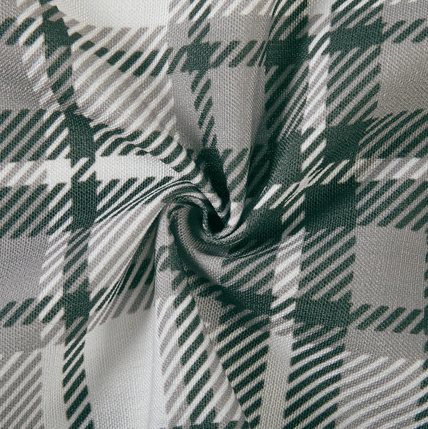 TWOPAGES Pinch Pleat Cafe Curtains 24 Inch Long Plaid Half Window Curtains for Bathroom (Mist, 26W x 24L Inches, Set of 2)