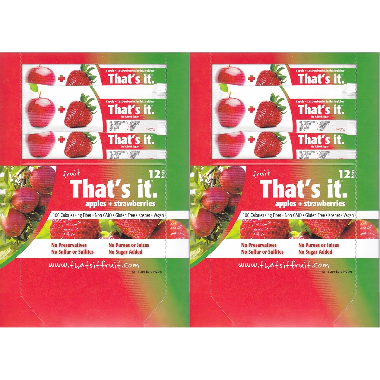 That's It Fruit Bars, Apple and Pineapple, Pack of 24 (2 Cases)