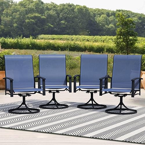 Outdoor Patio Swivel Dining Chairs Set of 4, All-Weather Swivel