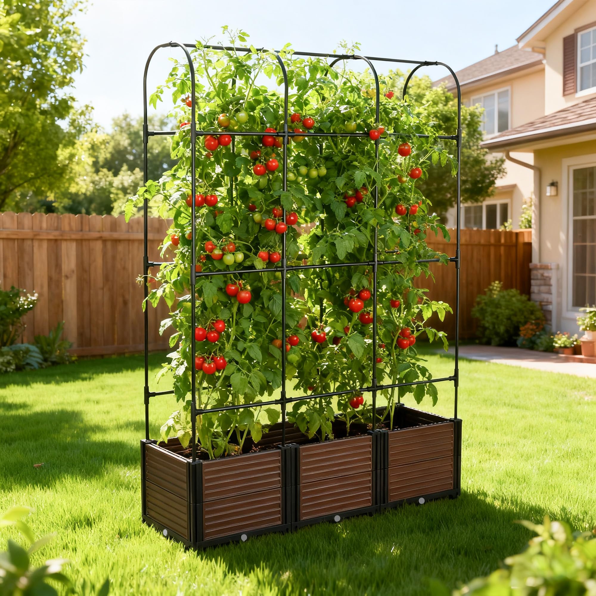 3Tier Tomaten Pflanzkästen erhöhtem,180*124*42cm,Höhenverstellbar