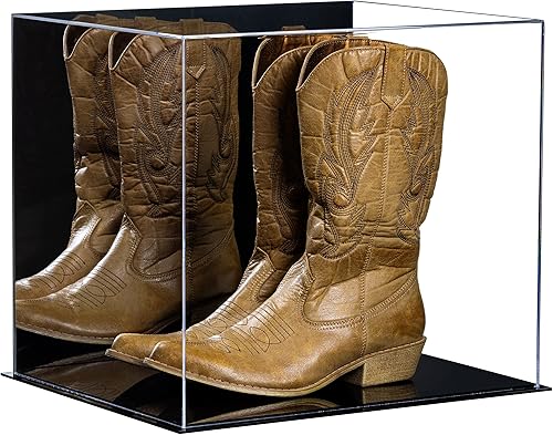 Vista 398 de Better Display Cases Versátil vitrina de acrílico transparente - Caja rectangular grande con base blanca 18" x 12" x 3" (BK09)