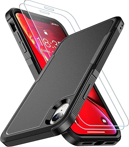 SPIDERCASE Funda para iPhone XR, [Protección contra Caídas de Grado Militar de 10 Pies] [Antideslizante] [2 Protectores de Pantalla de Vidrio