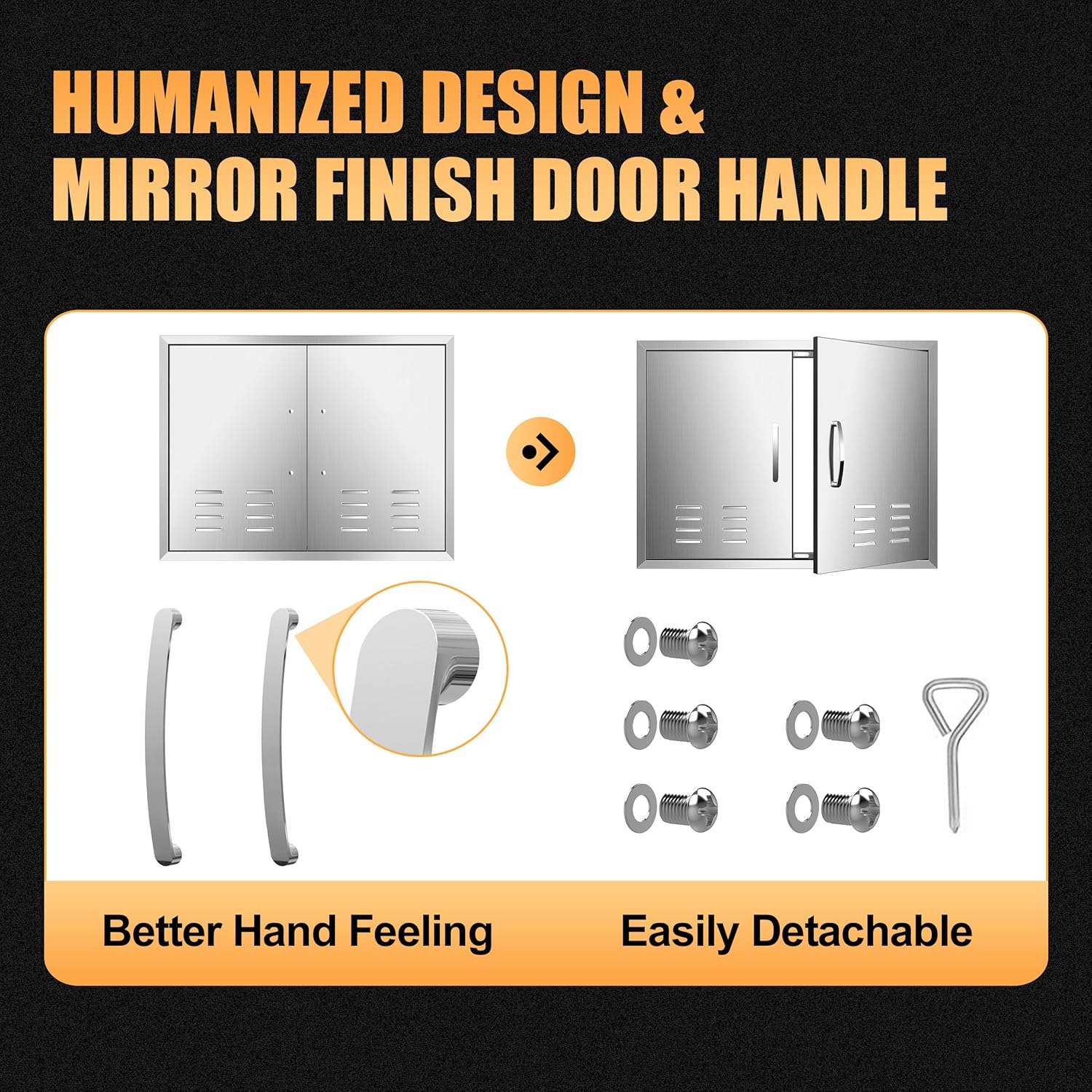 Vented Outdoor Kitchen Doors, Stainless Steel BBQ Double Access Door,Flush Mount for Outdoor Kitchen and BBQ Island,30W21H Vents