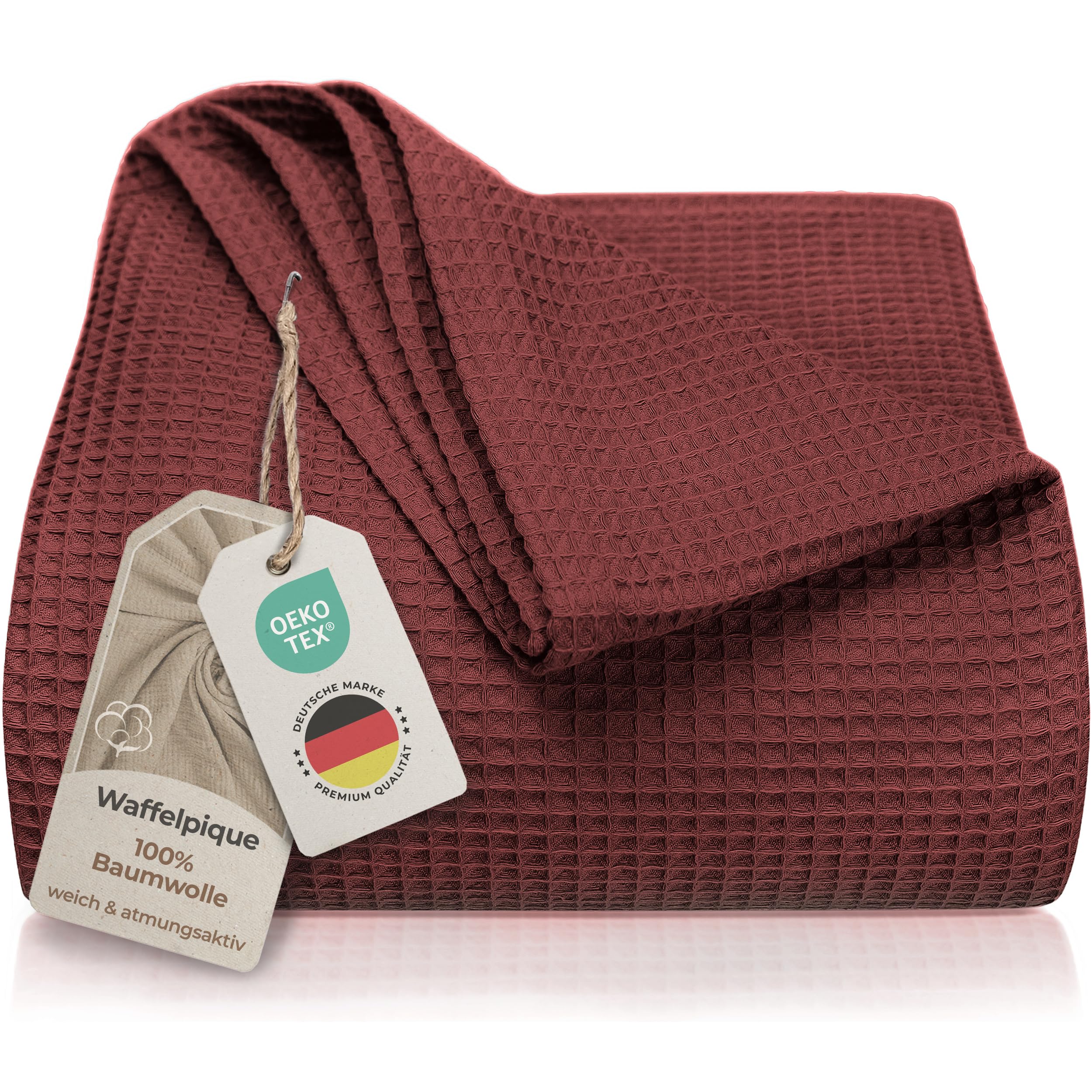 LAYNENBURG Premium Bedspread, 220 x 240 cm, XXL, Waffle Piqué, 100