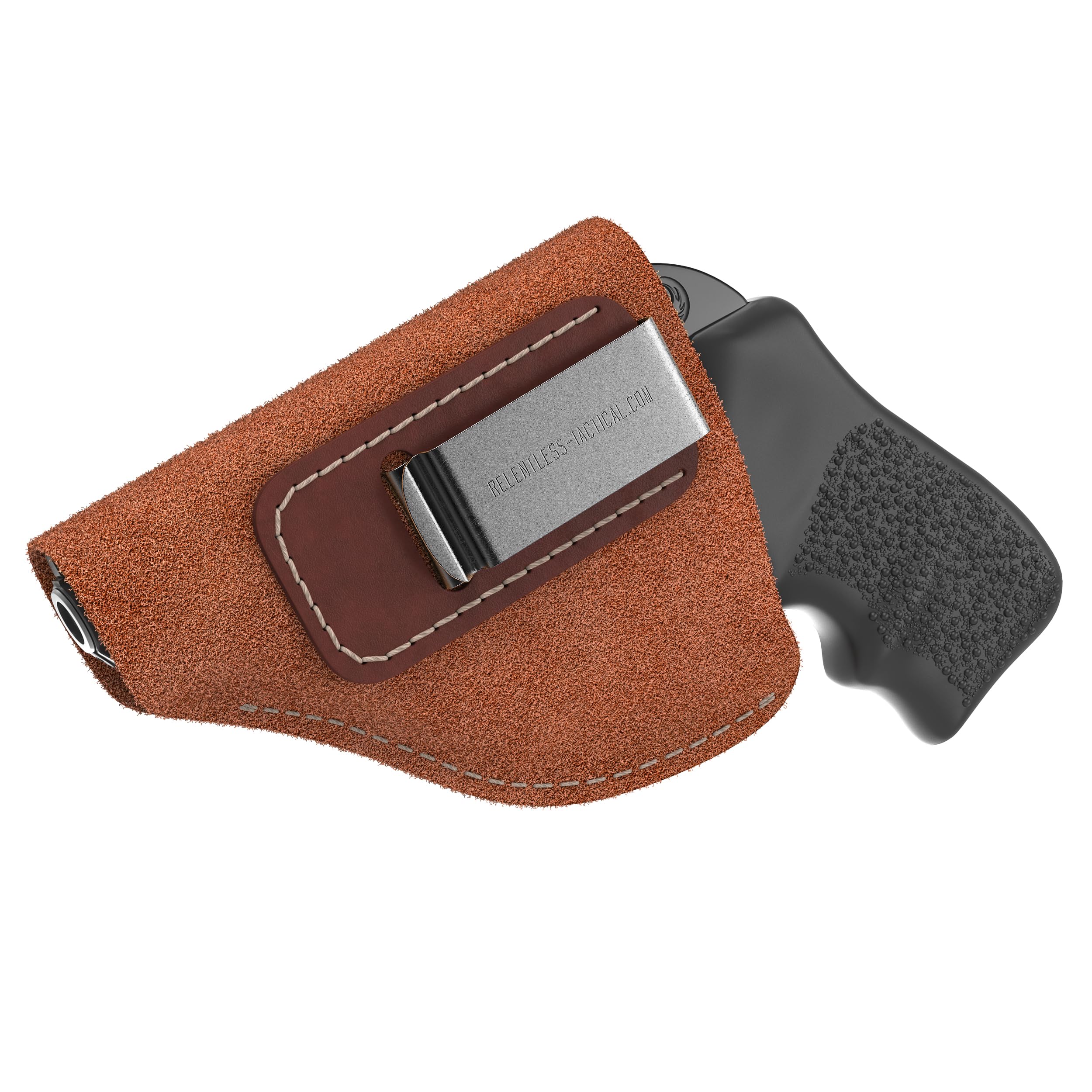 Suede Leather Revolver Holster - Fits .38 Special & J Frame Revolvers Including Ruger LCR, Rock Island, Rossi, S&W 442 642 Airweight, Taurus & Charter | Concealed Carry IWB Holster