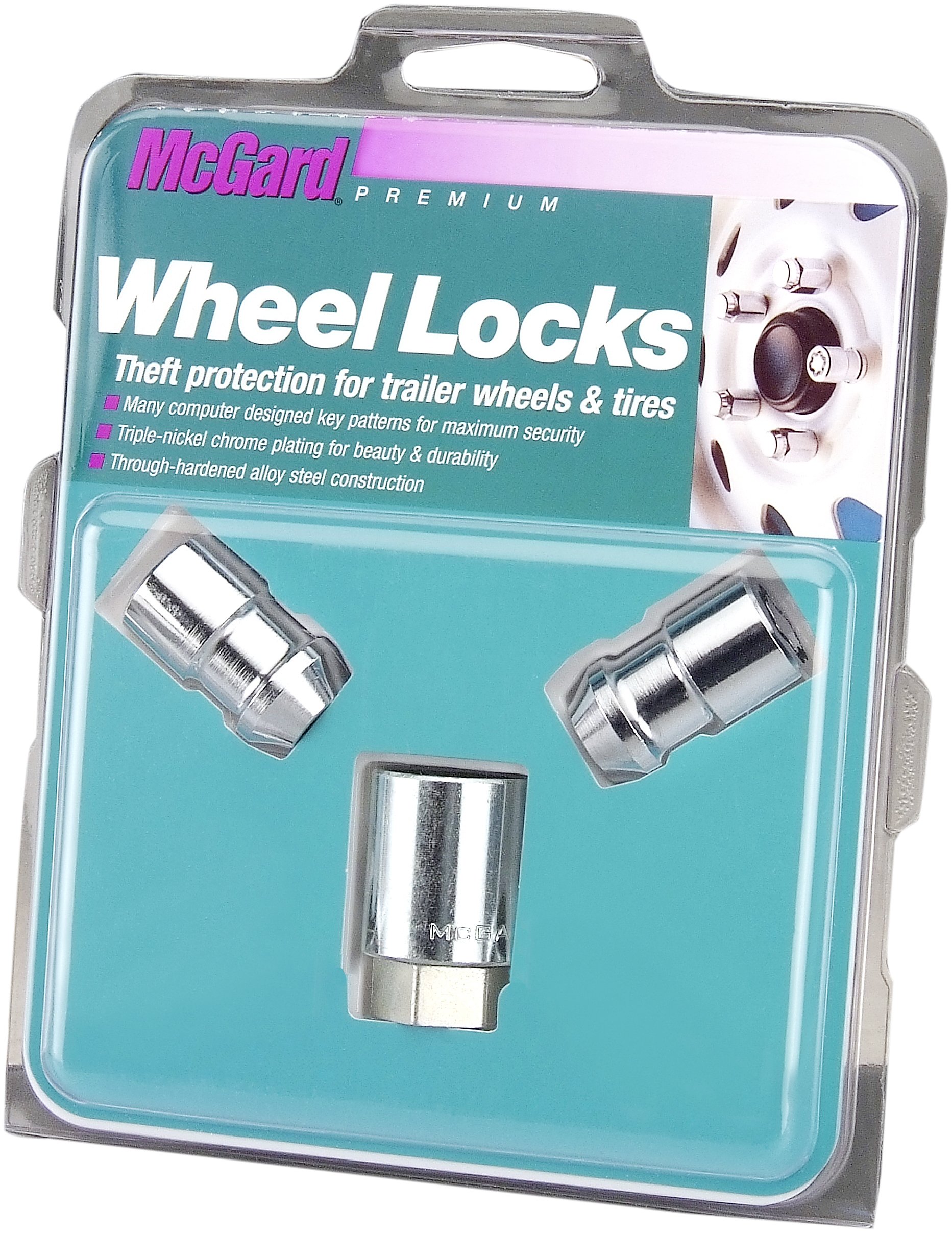 McGard74042 Chrome Cone Seat Trailer Wheel Locks (1/2"- 20 Thread Size) - Set of 2