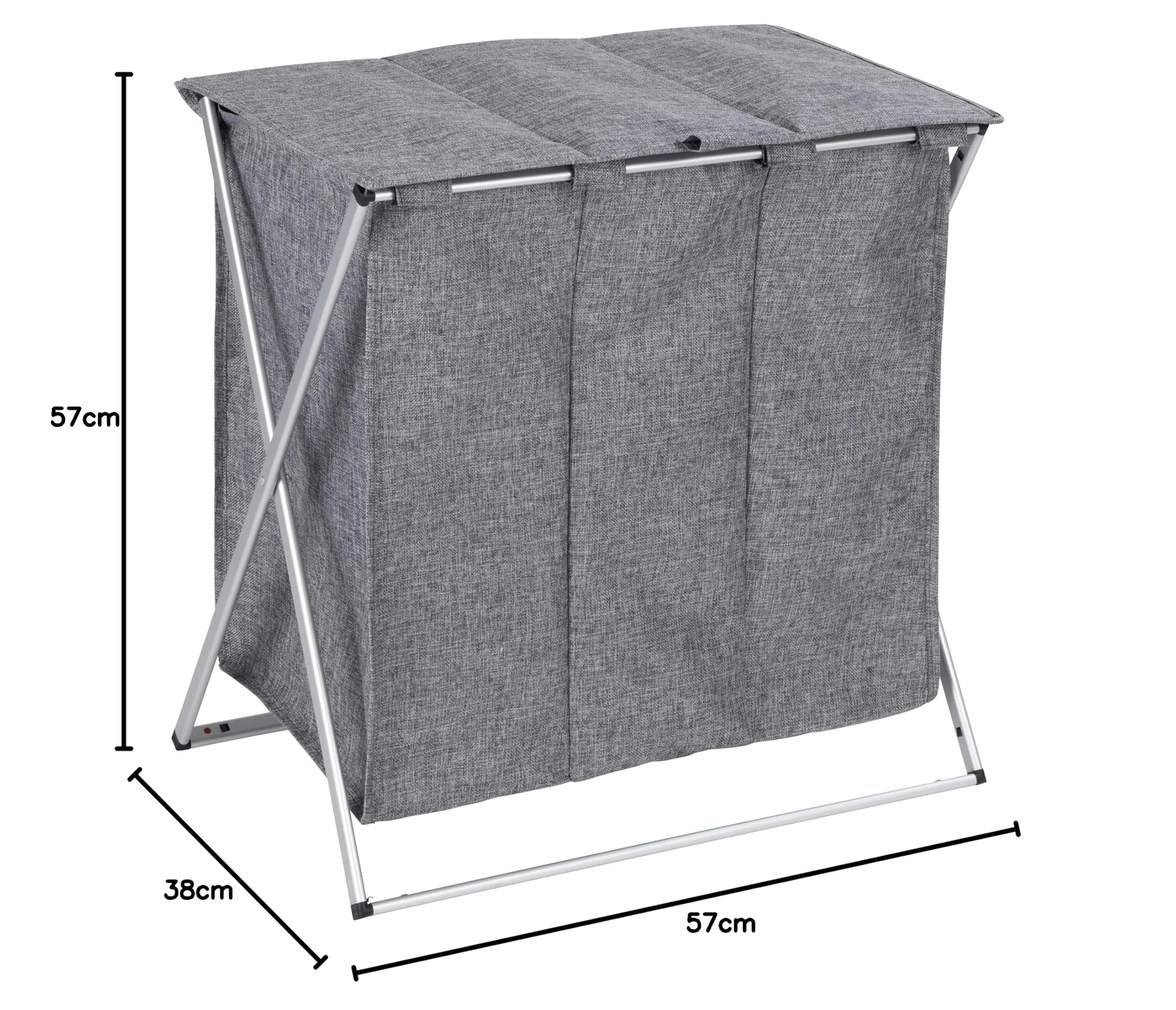 WENKO Pongotodo Trio Top gris mezclado - cesta para la ropa Capacidad: 118 l, Poliéster, 57 x 57 x 38 cm, Gris
