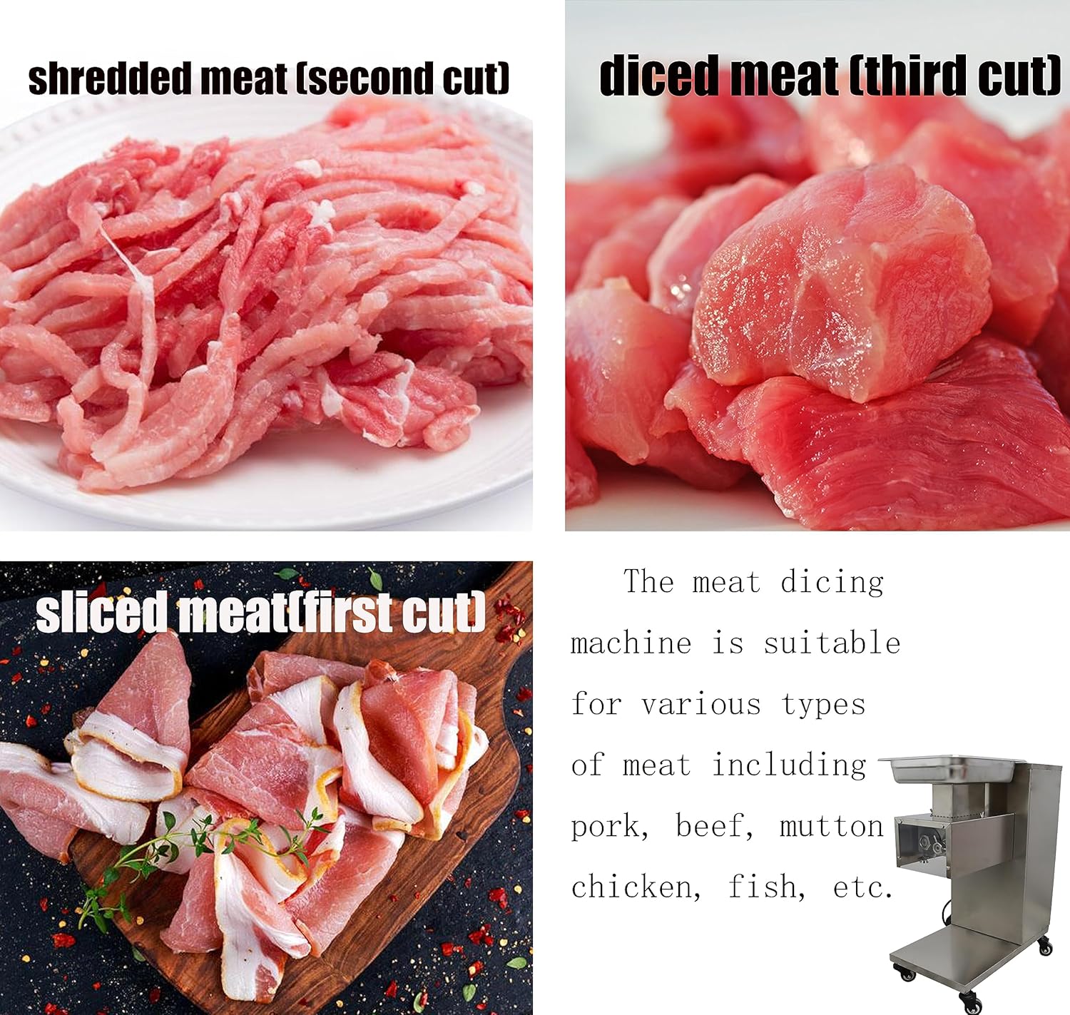 Electric Meat Slicer Cutting Machine Commercial Stainless Steel for Steak Pork QE 5mm Blade