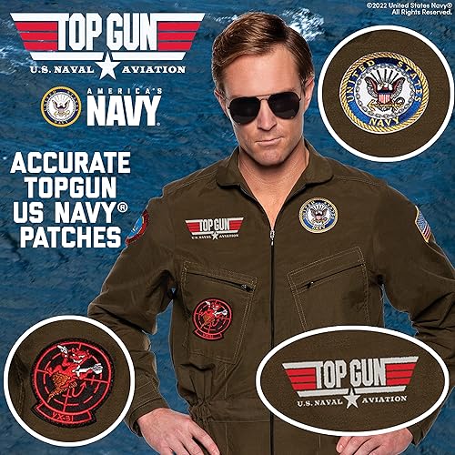 Vista 3 de UNDERWRAPS TOPGUN - Disfraz de piloto de combate - Oficial US NAVY® TOPGUN